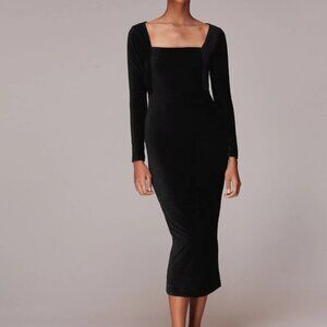 Whistles Jersey Velvet Midi Dress in Black‎ sz 0
